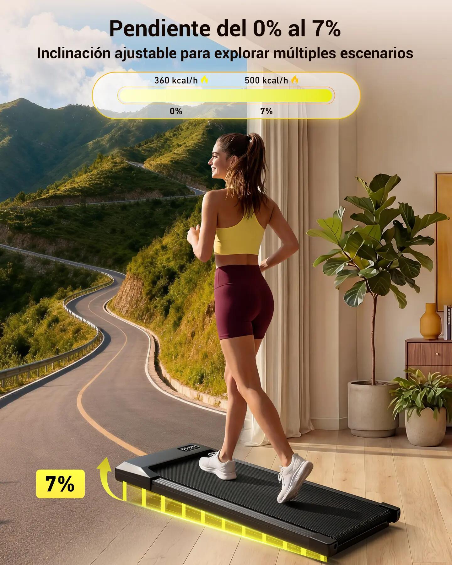 Unisex Fitness Cinta de Correr Ultracompacta 7% Inclinación Q2 Urban Plus 3/7