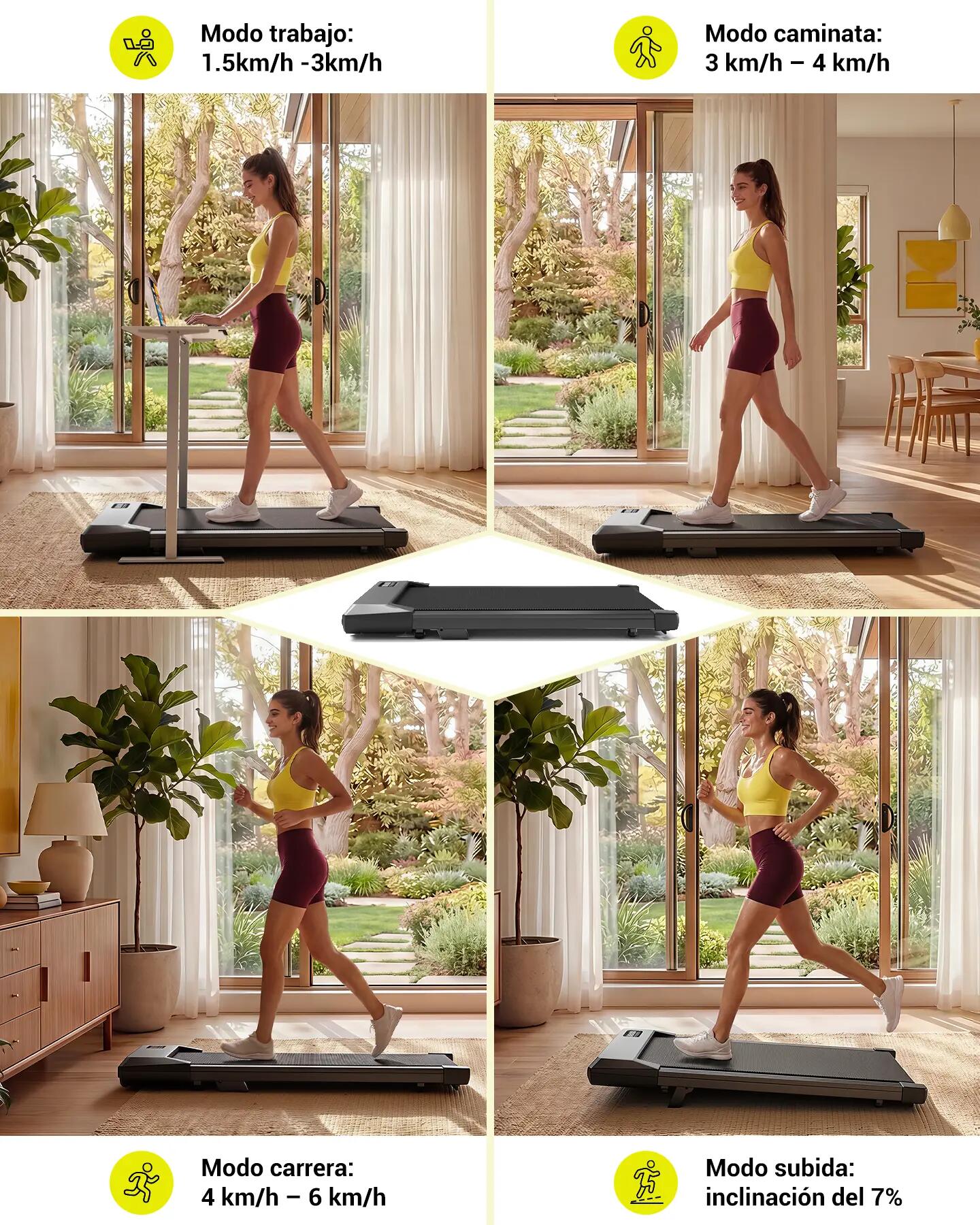 Unisex Fitness Cinta de Correr Ultracompacta 7% Inclinación Q2 Urban Plus 2/7