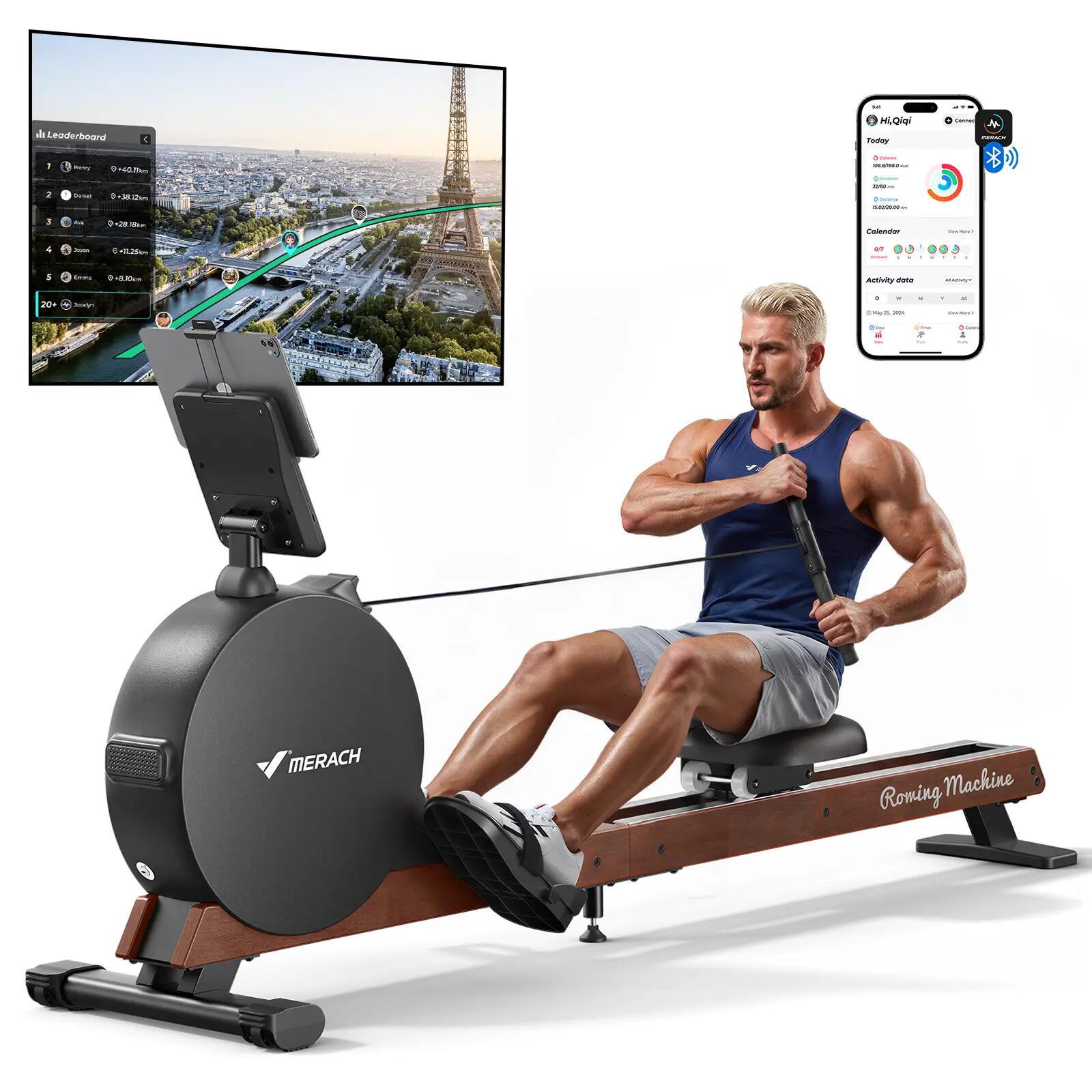 Rameur Magnétique Auto-Alimenté - 16 Niveaux - BLUETOOTH - Résistance 60 KG 3/10