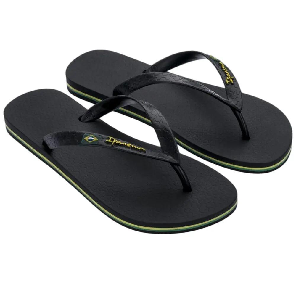 Mens Class Brazil Logo Flip Flops (Black)