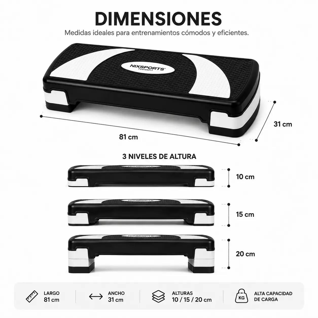 Step Aeróbico Regulable con 3 Alturas y Superficie Antideslizante 7/7