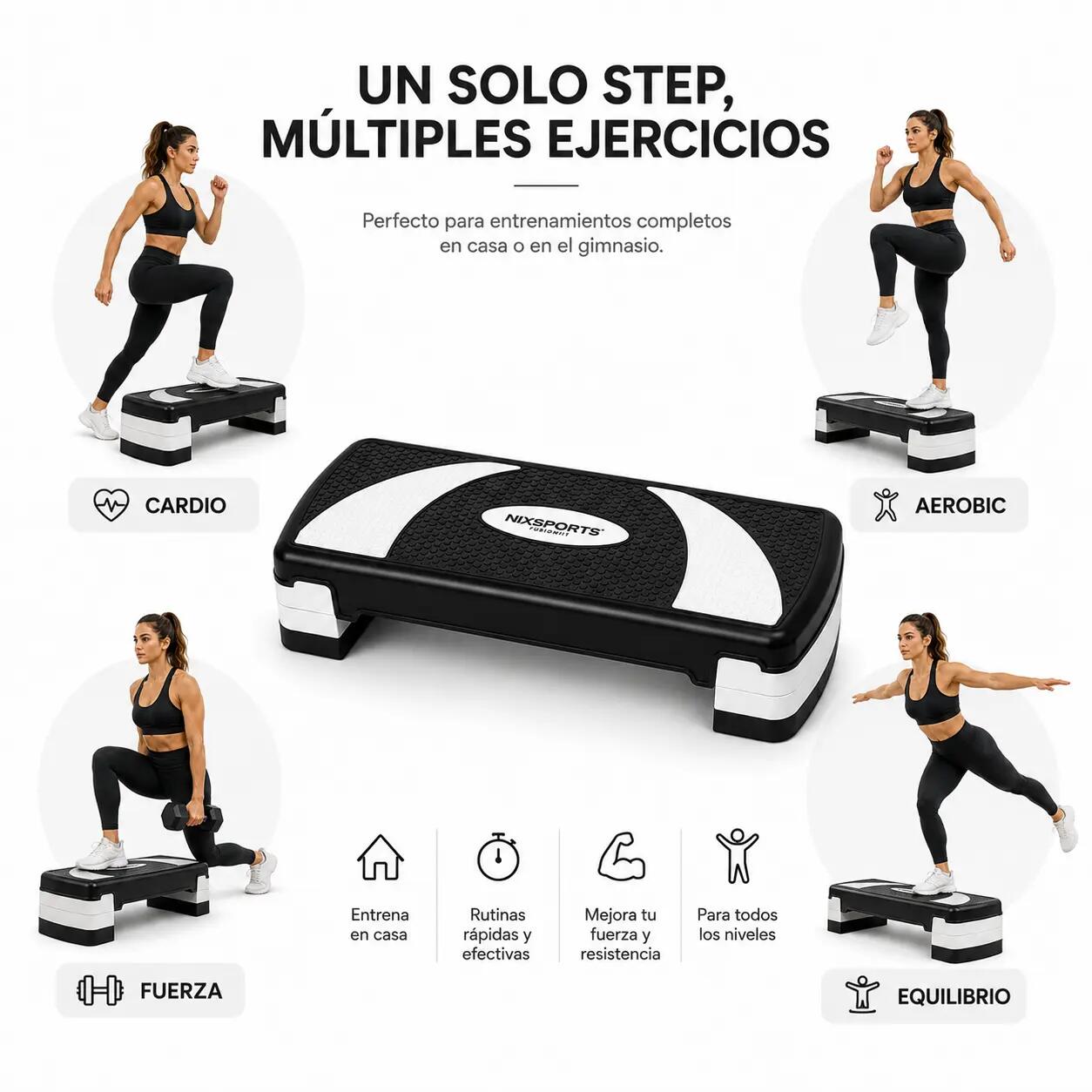Step Aeróbico Regulable con 3 Alturas y Superficie Antideslizante 6/7