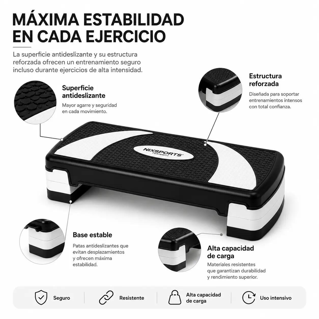 Step Aeróbico Regulable con 3 Alturas y Superficie Antideslizante 5/7