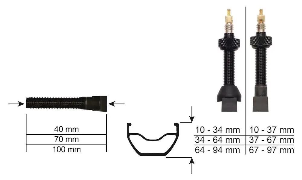 Caffélatex Tubeless-Ventil 100 mm (x2) – schwarz 2/2