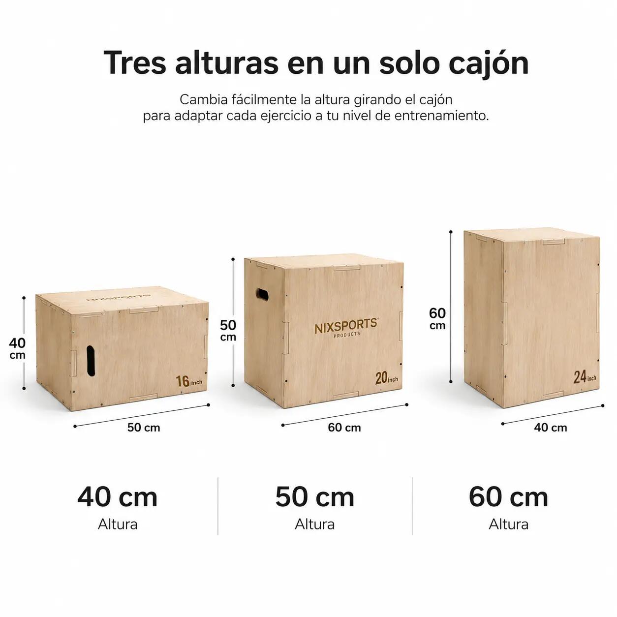 Caisse pliométrique en bois trois hauteurs 6/7