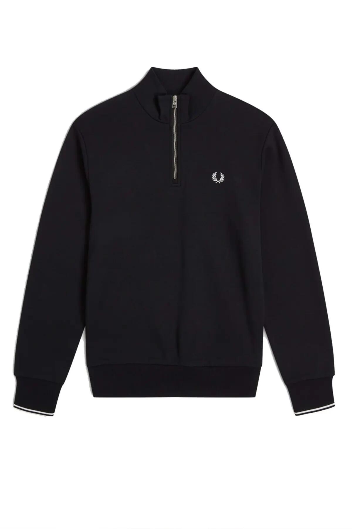 Felpa Fred Perry Modello Half Zip Sweatshirt Colore Nero 5/7