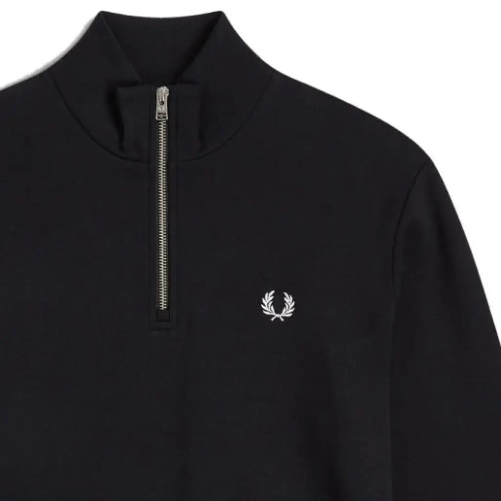 Felpa Fred Perry Modello Half Zip Sweatshirt Colore Nero 4/7