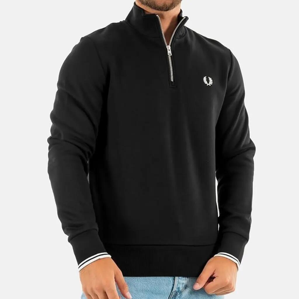 Felpa Fred Perry Modello Half Zip Sweatshirt Colore Nero 3/7