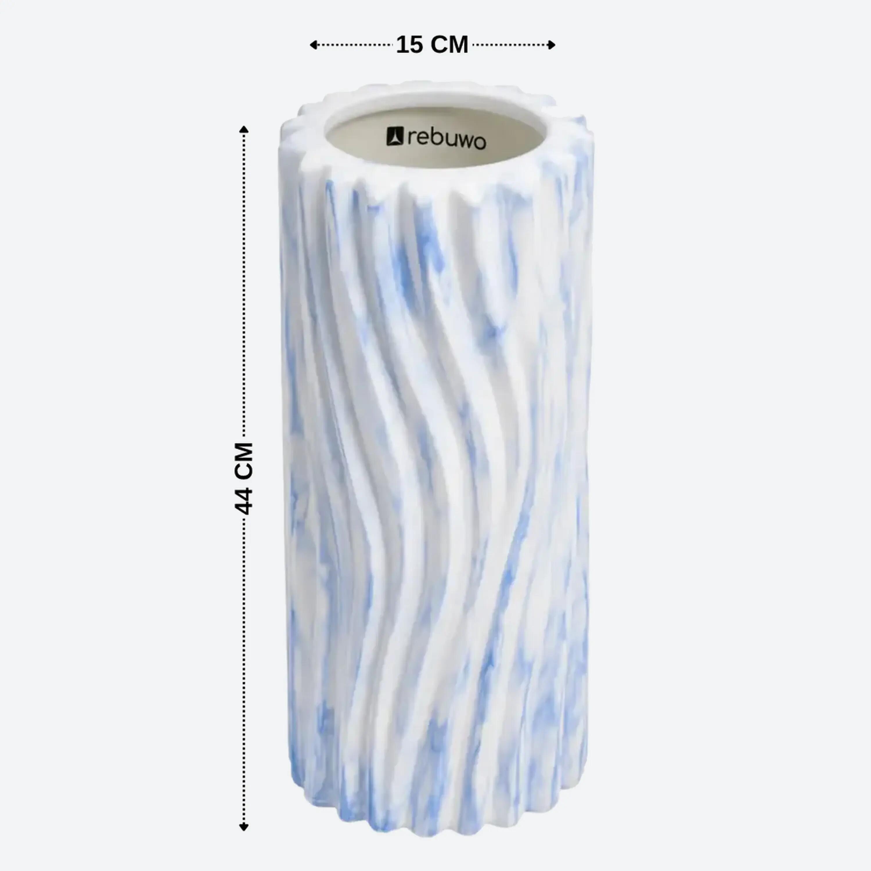 Rebuwo Eva Foam Roller Mavi Beyaz Desenli 2/5
