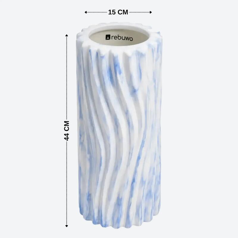 Rebuwo Eva Foam Roller Mavi Beyaz Desenli
