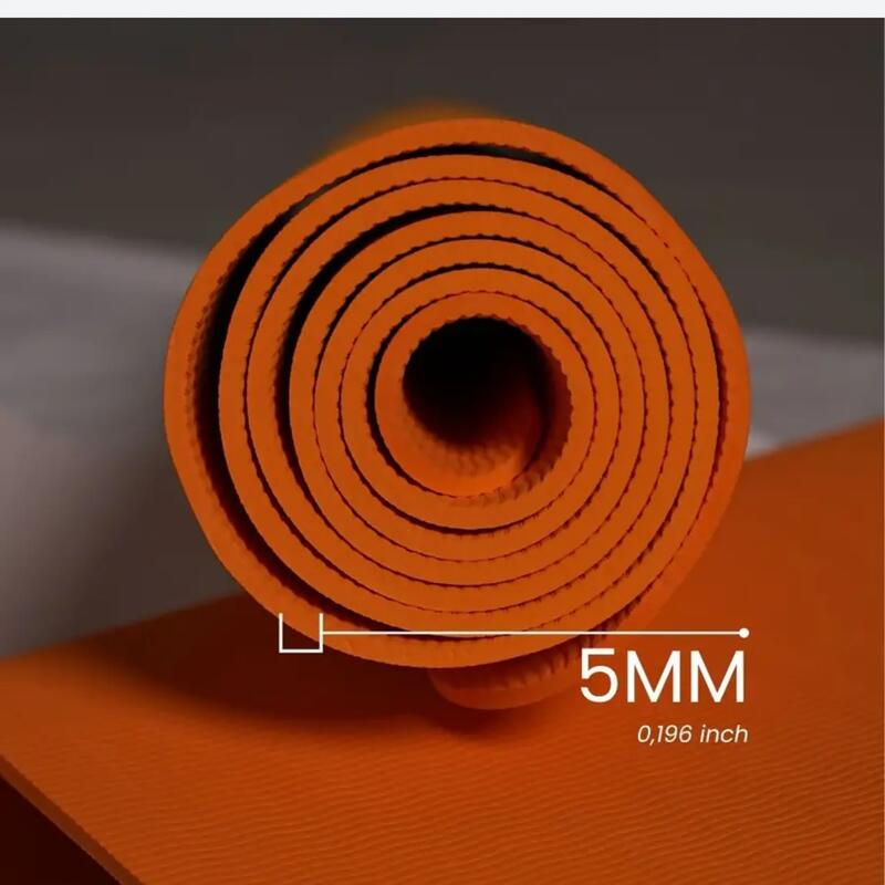Rebuwo Çift Çizgi Tasarım TPE Yoga ve Pilates Egzersiz Matı 5 mm - Turuncu