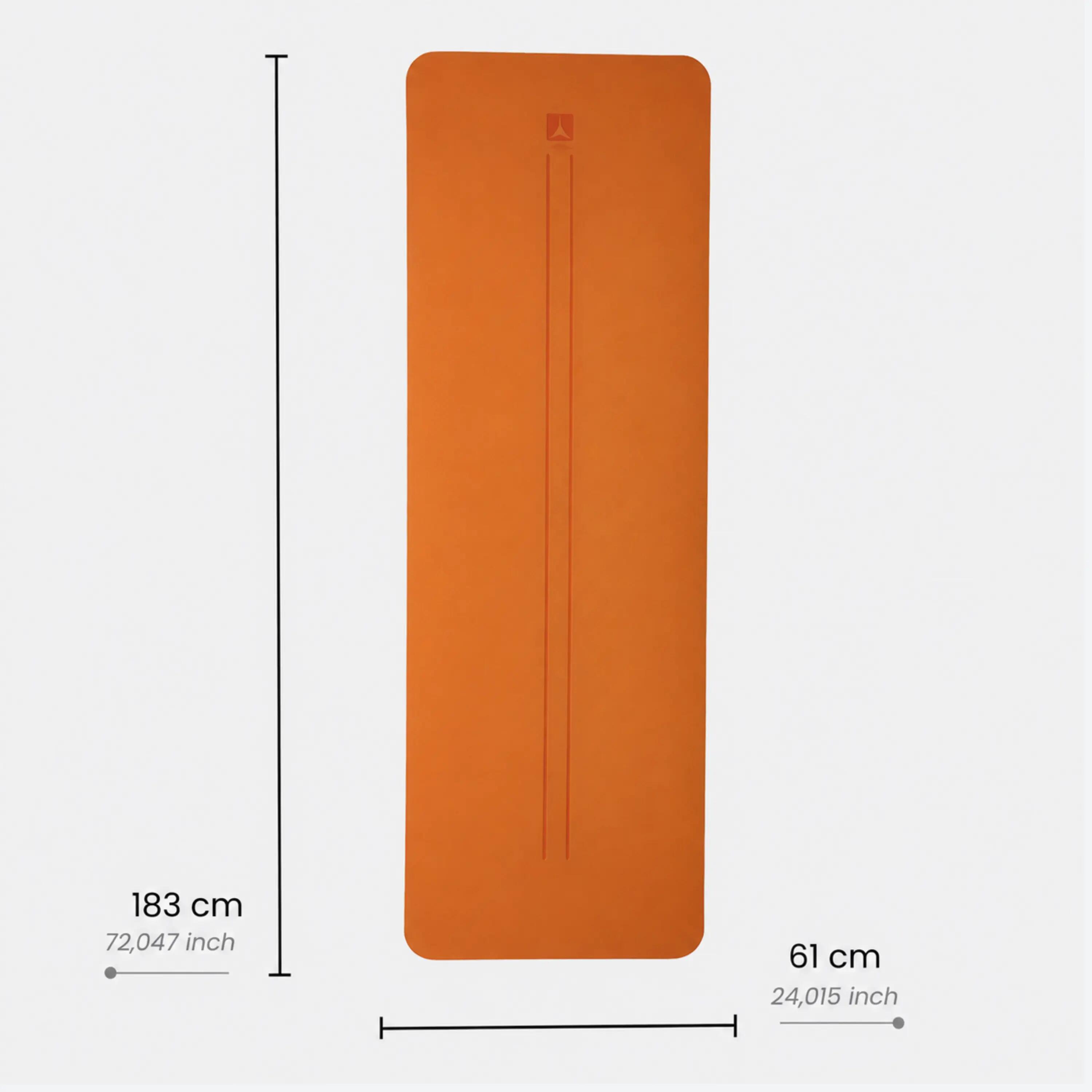 Çift Çizgi Tasarım TPE Yoga ve Pilates Egzersiz Matı 5 mm - Turuncu 3/4