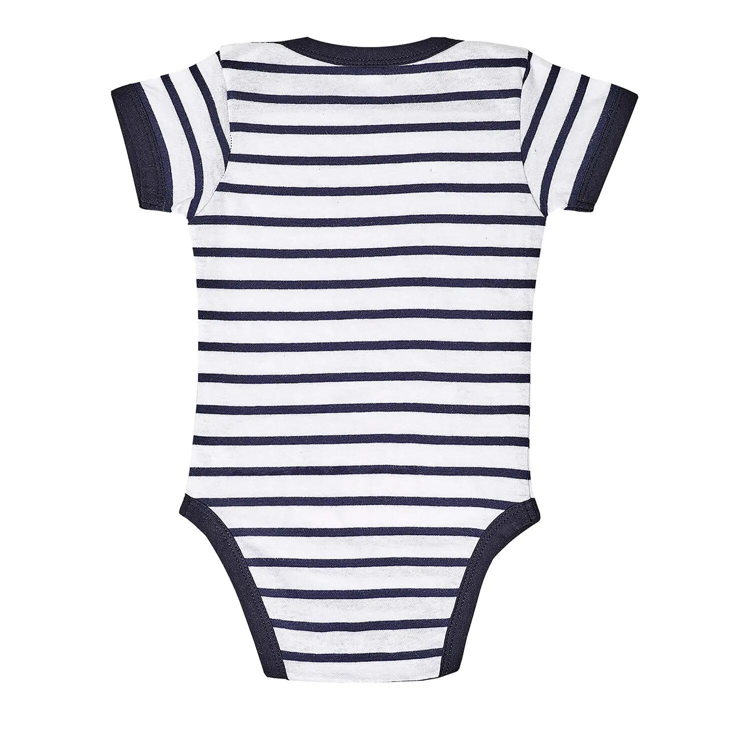 Baby Miles Bodysuit às riscas (Branco / Azul Marinho) 2/3
