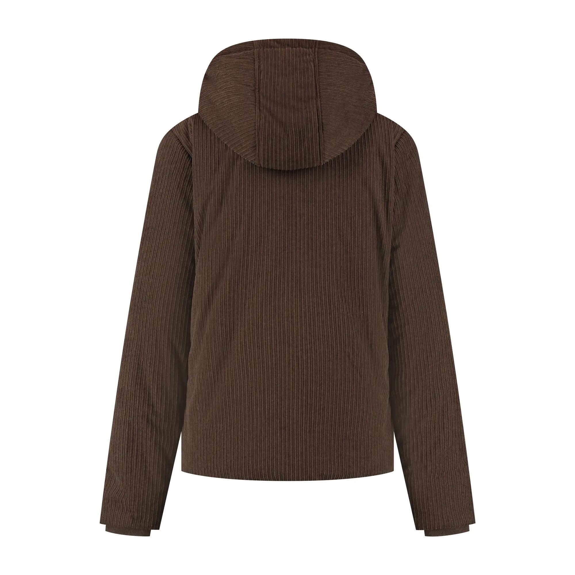 Steffy Femme - Manteau d'hiver - Velours côtelé - Marron foncé 5/5