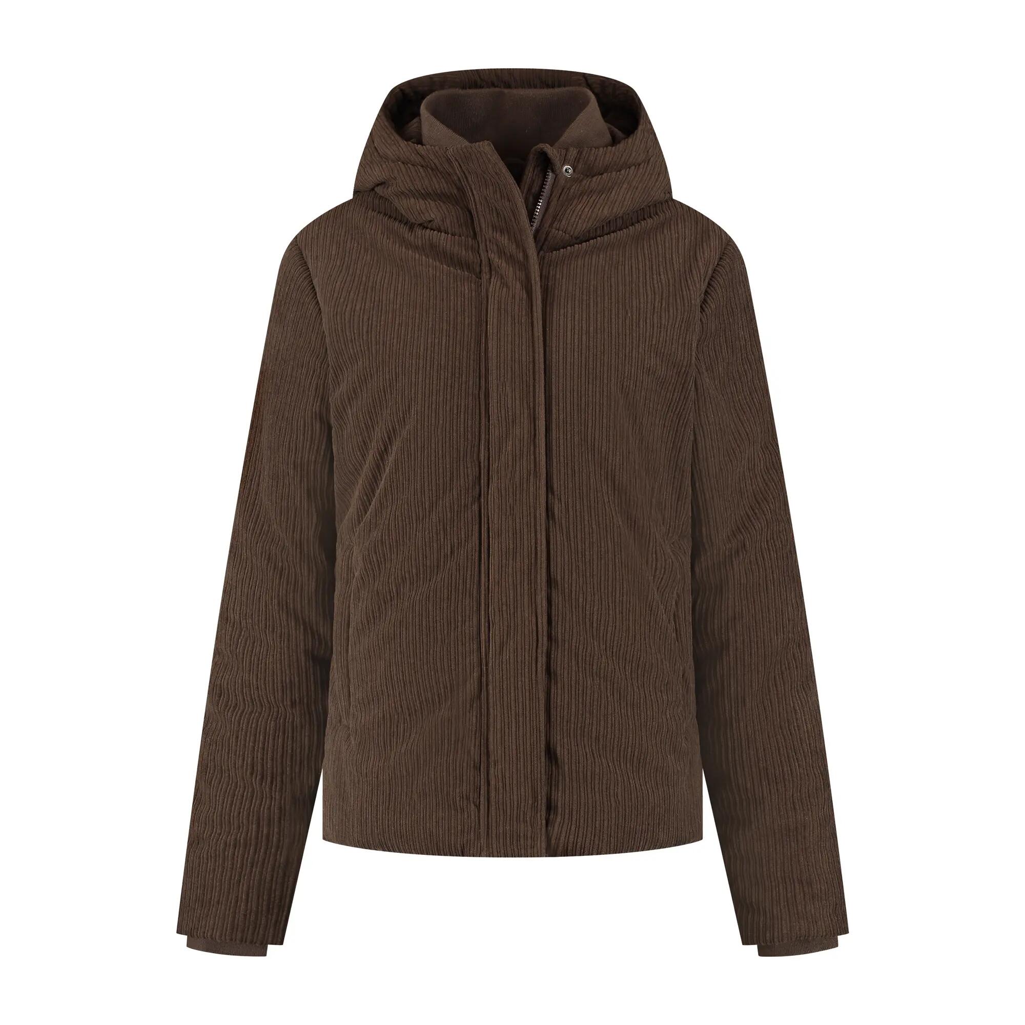 Steffy Femme - Manteau d'hiver - Velours côtelé - Marron foncé 4/5