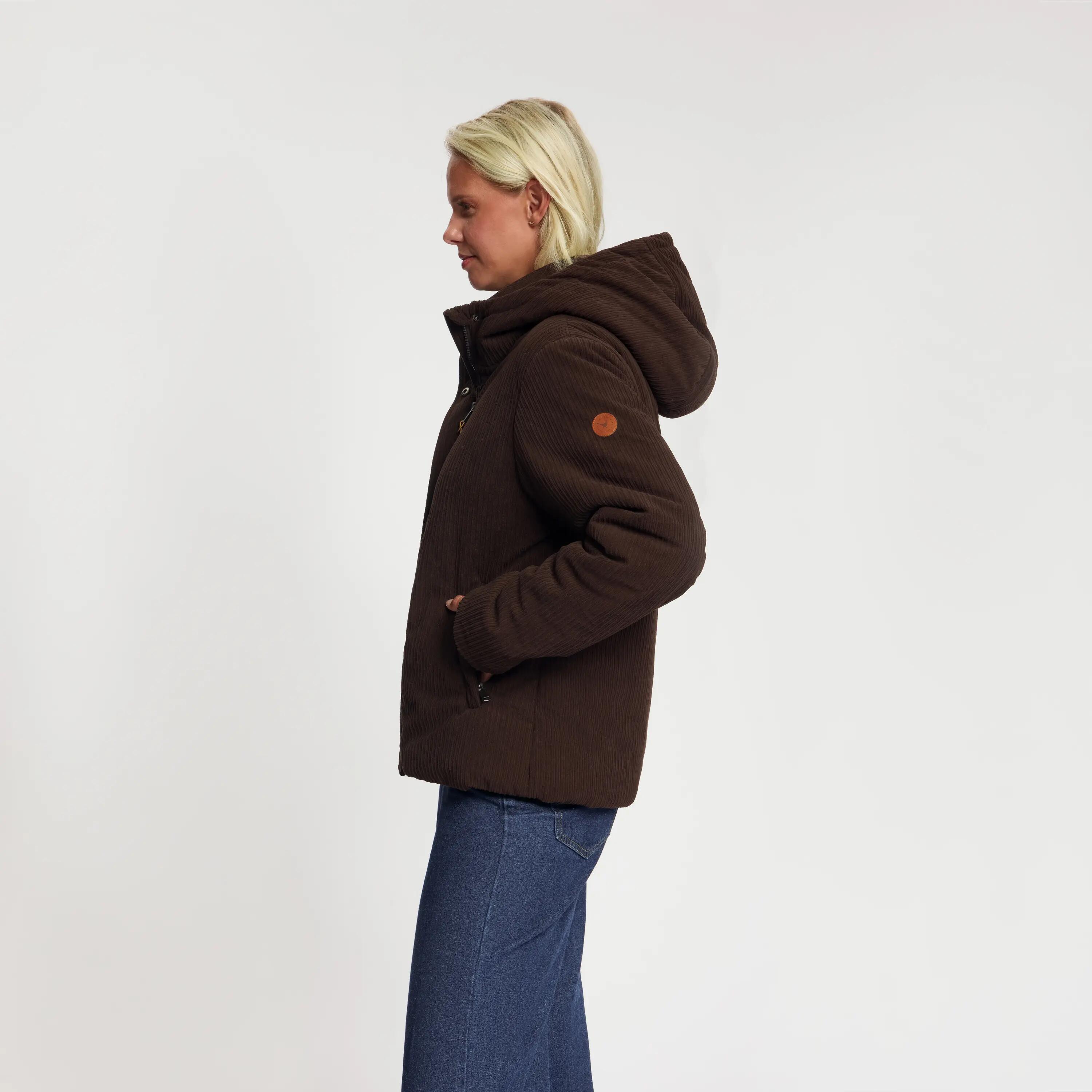 Steffy Femme - Manteau d'hiver - Velours côtelé - Marron foncé 2/5