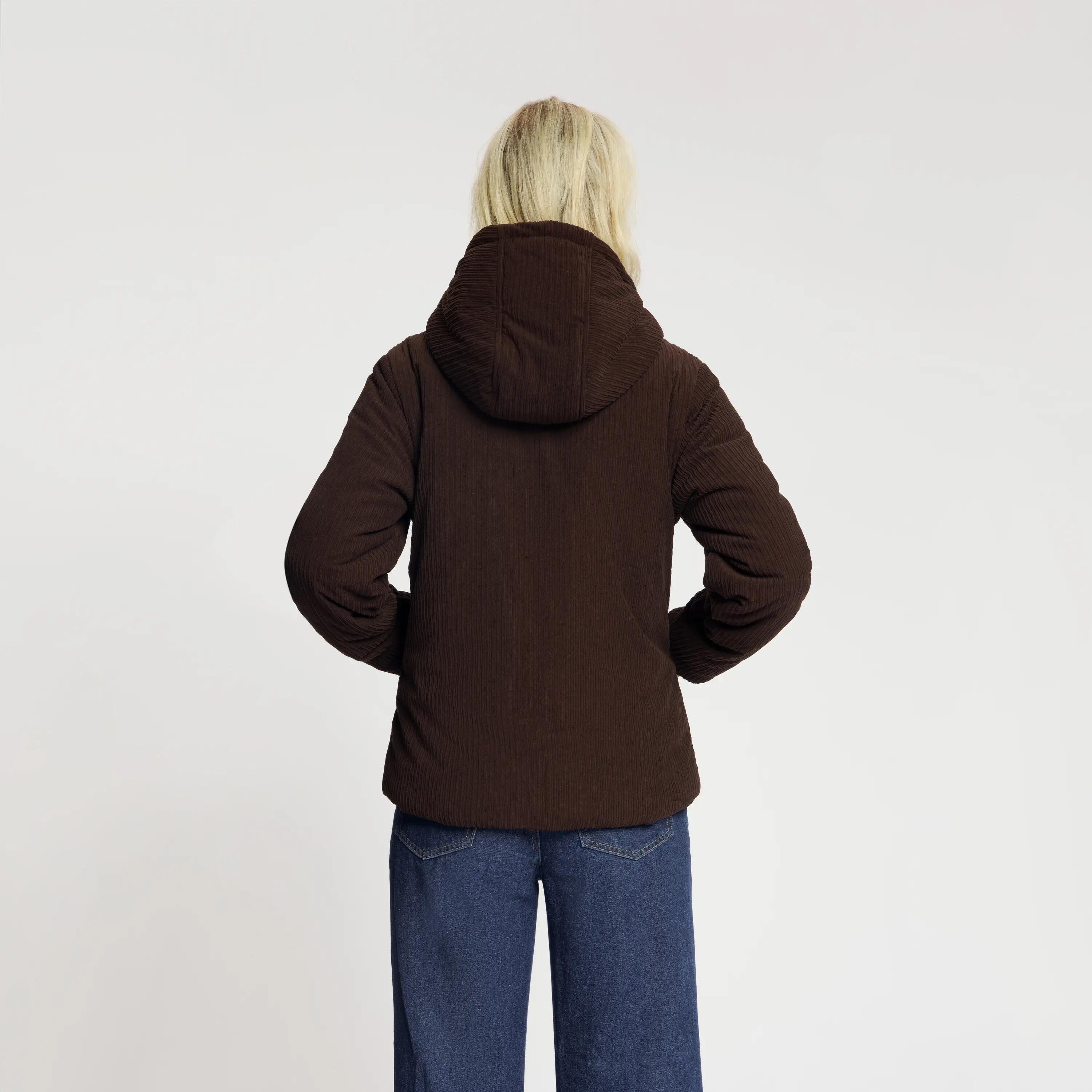 Steffy Femme - Manteau d'hiver - Velours côtelé - Marron foncé 3/5