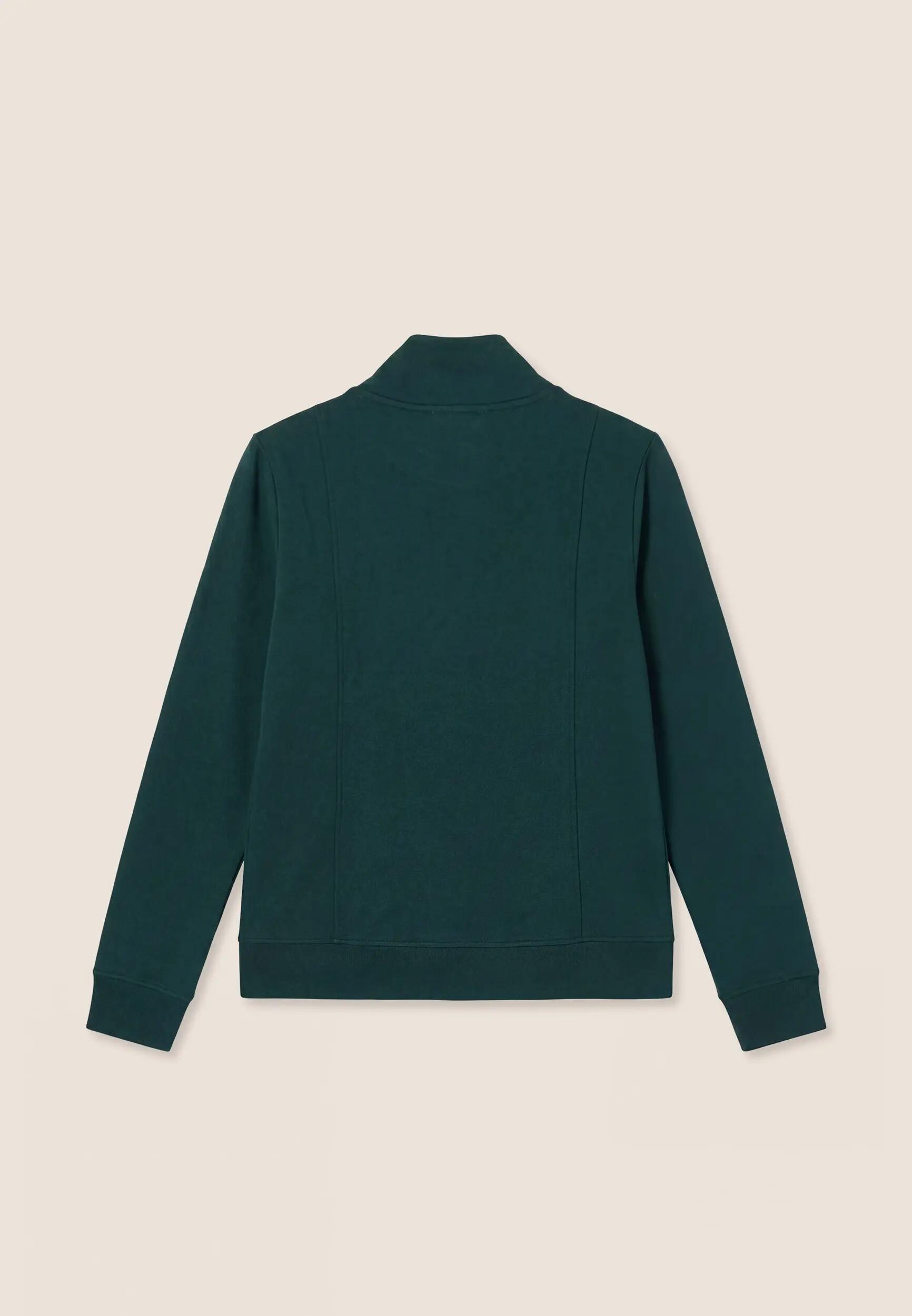 Felpa regular con zip e collo alto, logo ricamato su manica 2/3