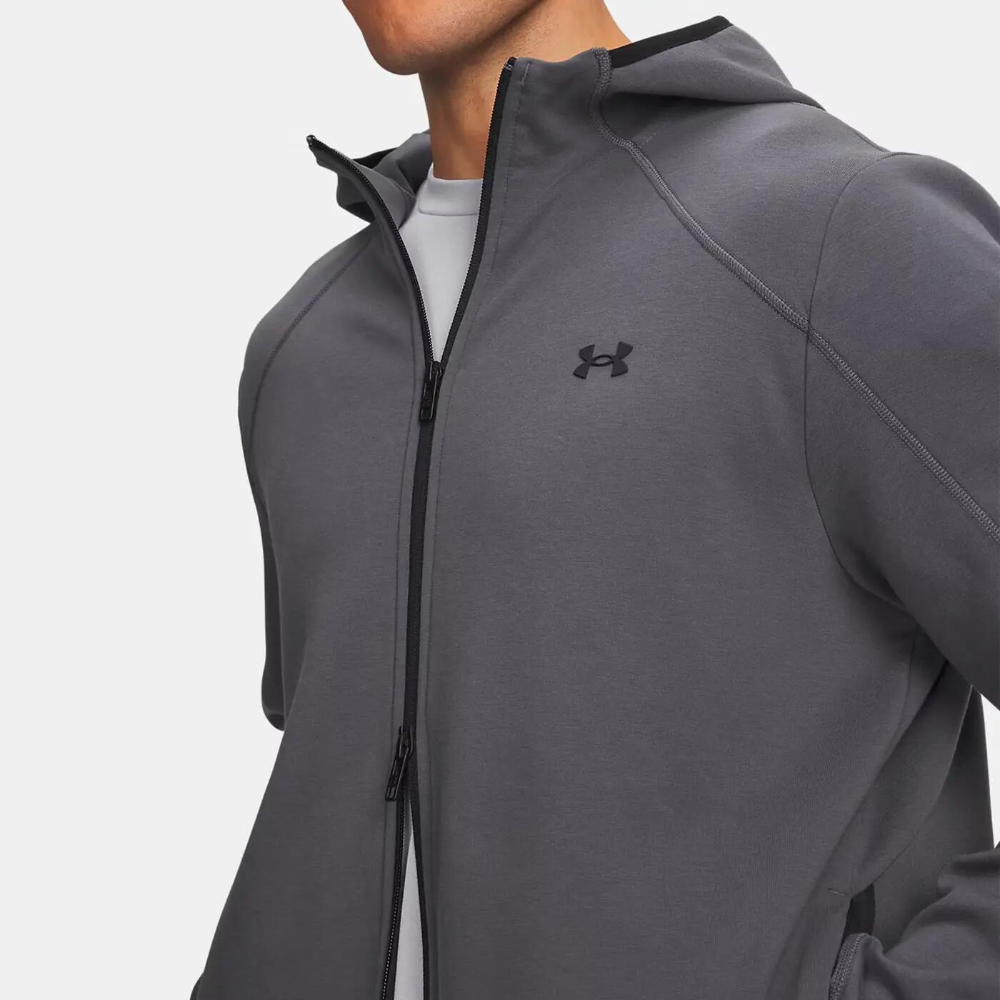 Giacca UA Unstoppable Fleece con Zip Completa Grigio scuro 3/3