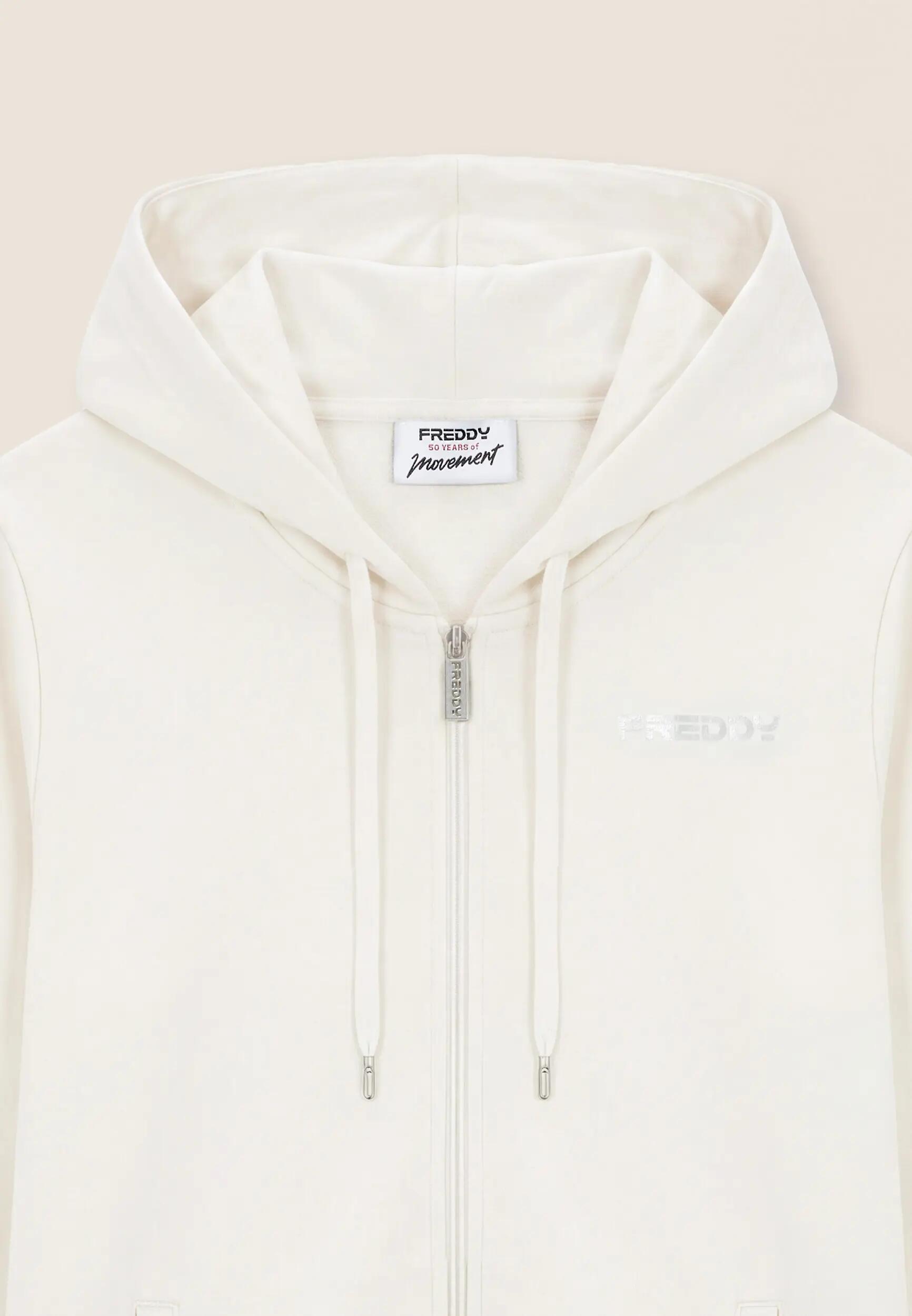 Felpa con cappuccio e zip, finiture elastiche logate 3/3
