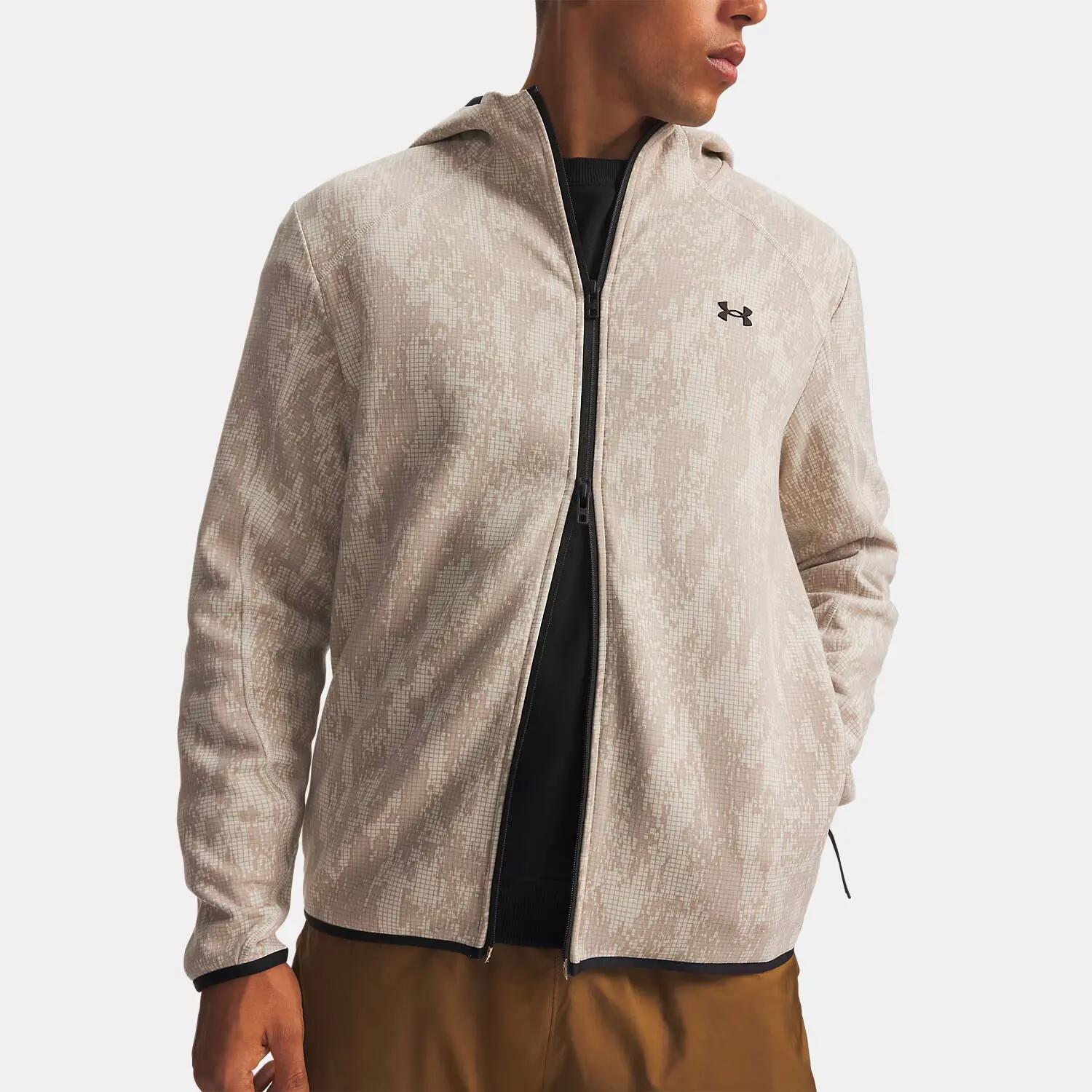 Giacca UA Unstoppable Fleece con cerniera integrale Beige 3/3