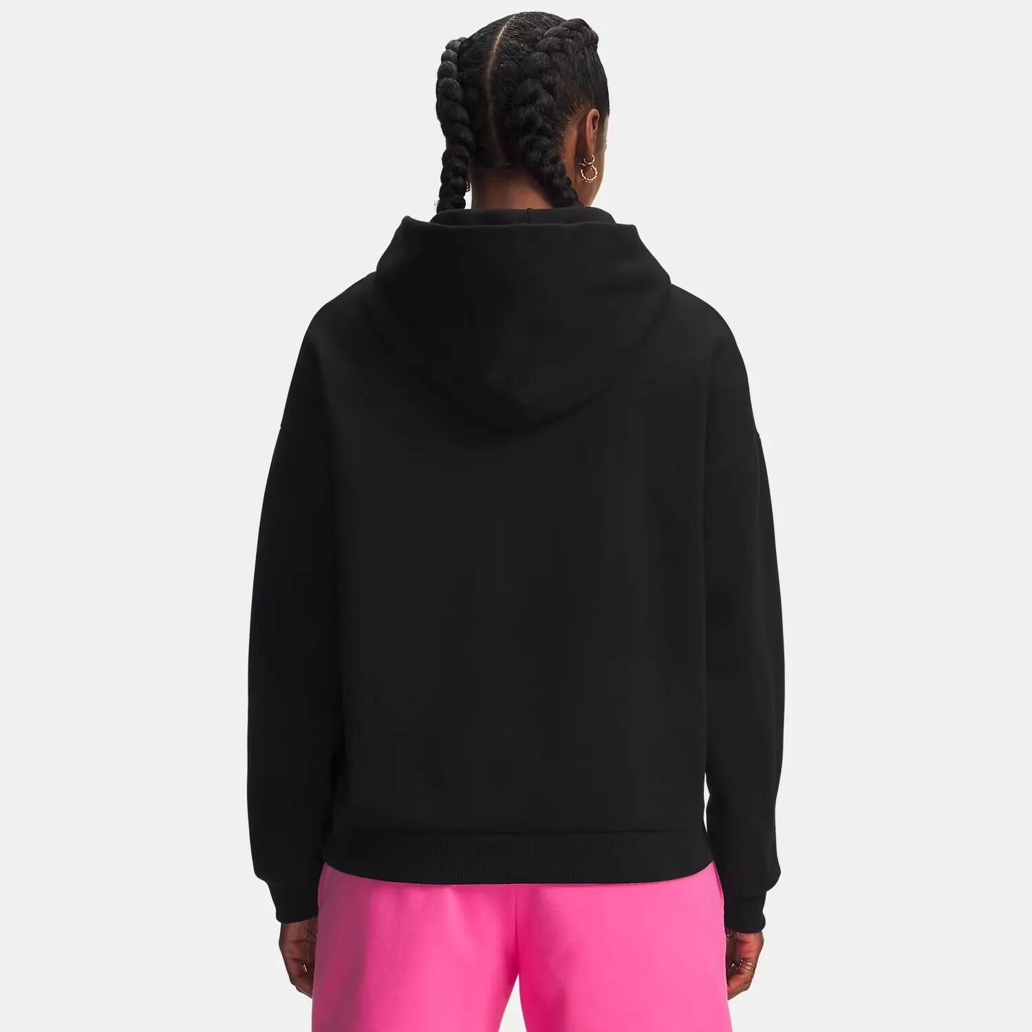 Sweat à capuche pour femme UA Icon Fleece Hoodie Ultime noir 2/3