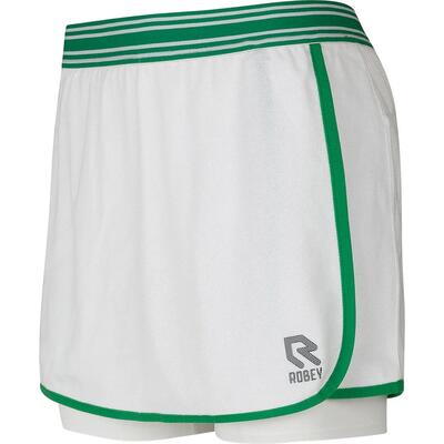 Rok - tennis - dames - wrap skirt met geïntegreerde short - wit/groen