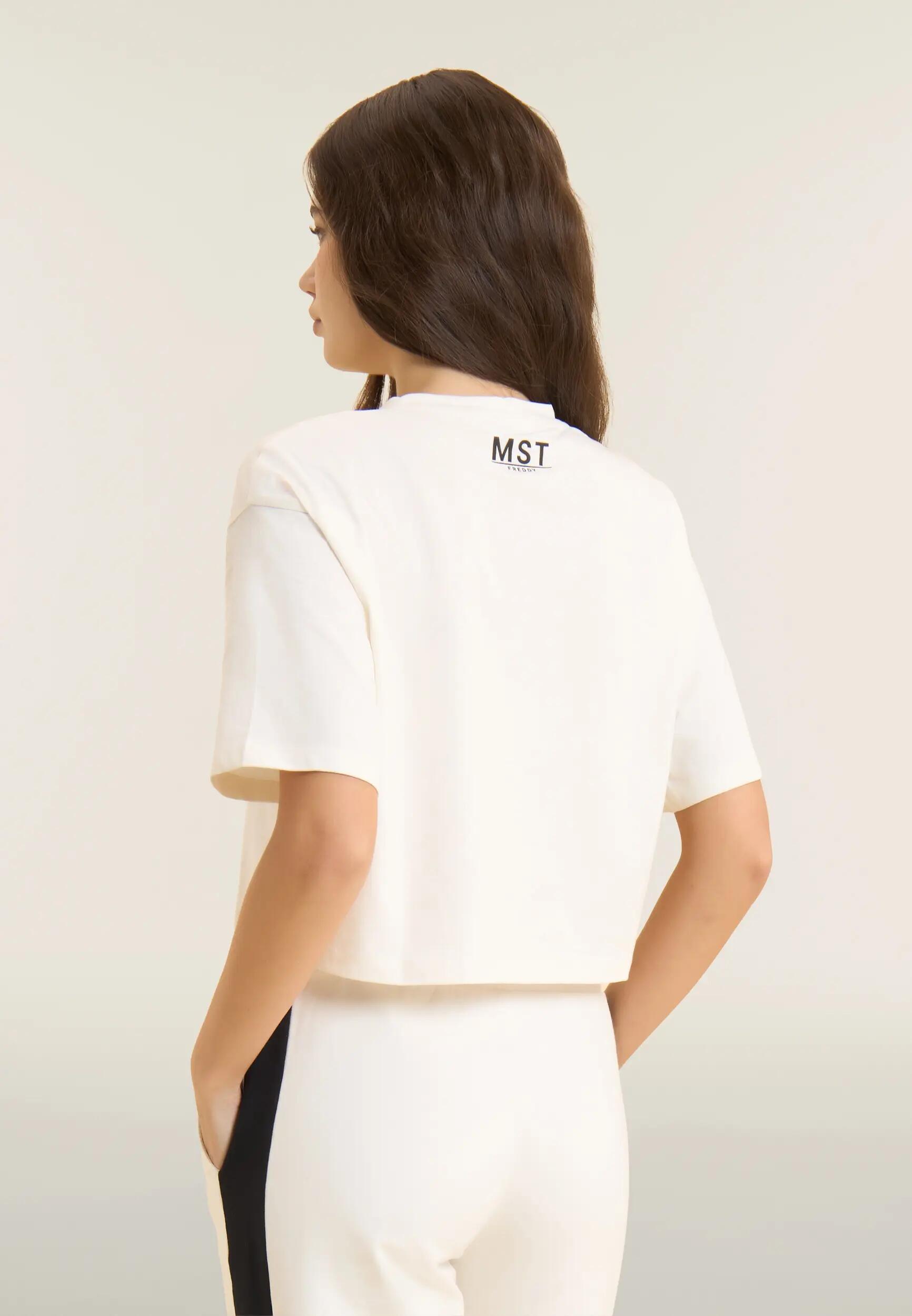T-shirt court pour femmes coupe confort avec grand imprimé 3/4