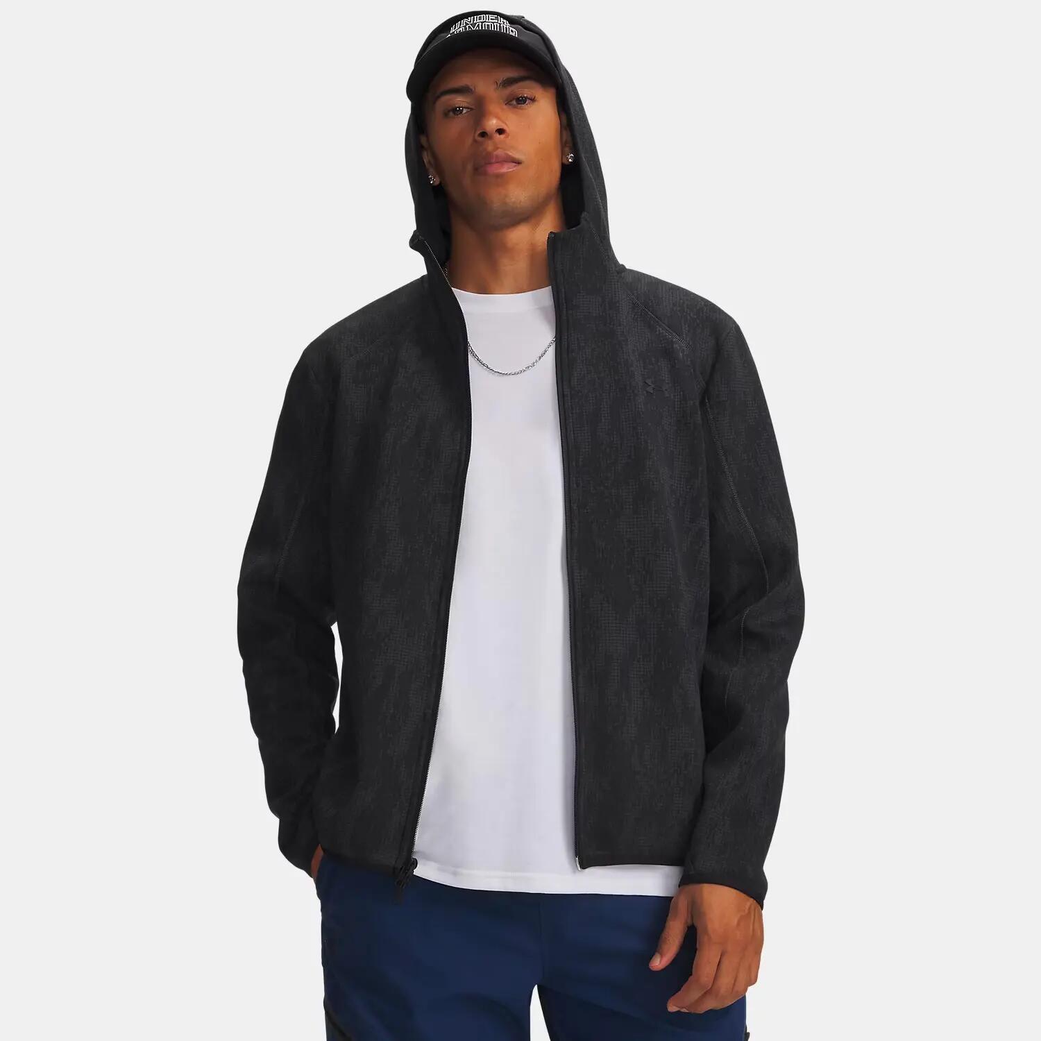 Ua Unstoppable Fleece Trainingsjacke Mit Durchgehendem Reißverschluss Schwarz 1/3