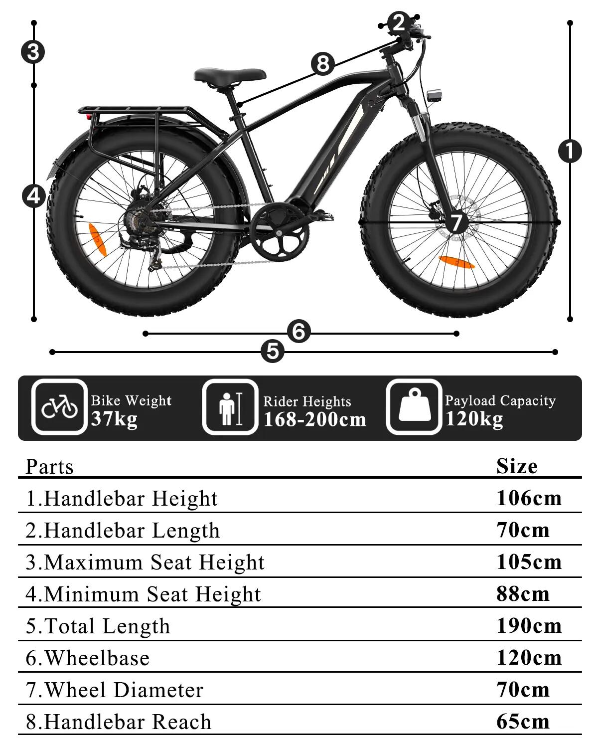 Bicicleta elétrica para adultos Bodywel D6, bateria de 48V 15Ah, motor de 250W 12/12