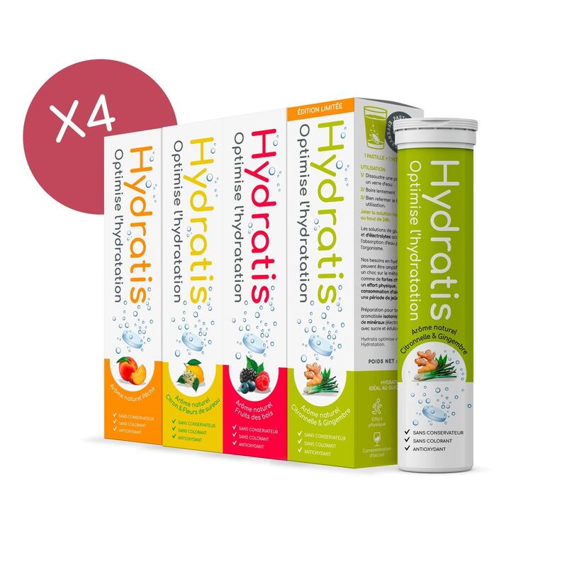 COFFRET DECOUVERTE : Boisson hydratation aux éléctrolytes (4x parfums)
