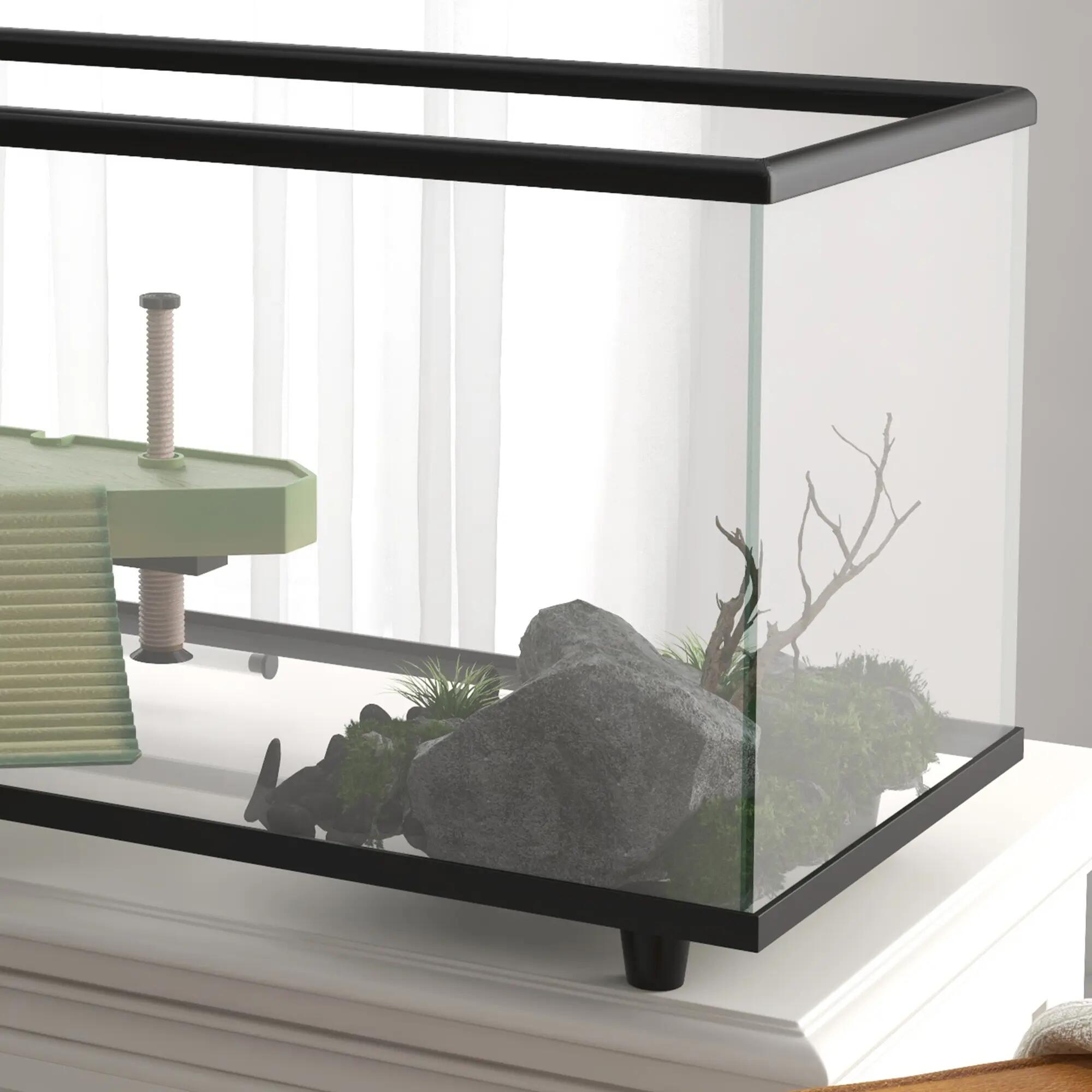 Acuario para Tortugas PawHut 60x30x32 cm Transparente 4/5