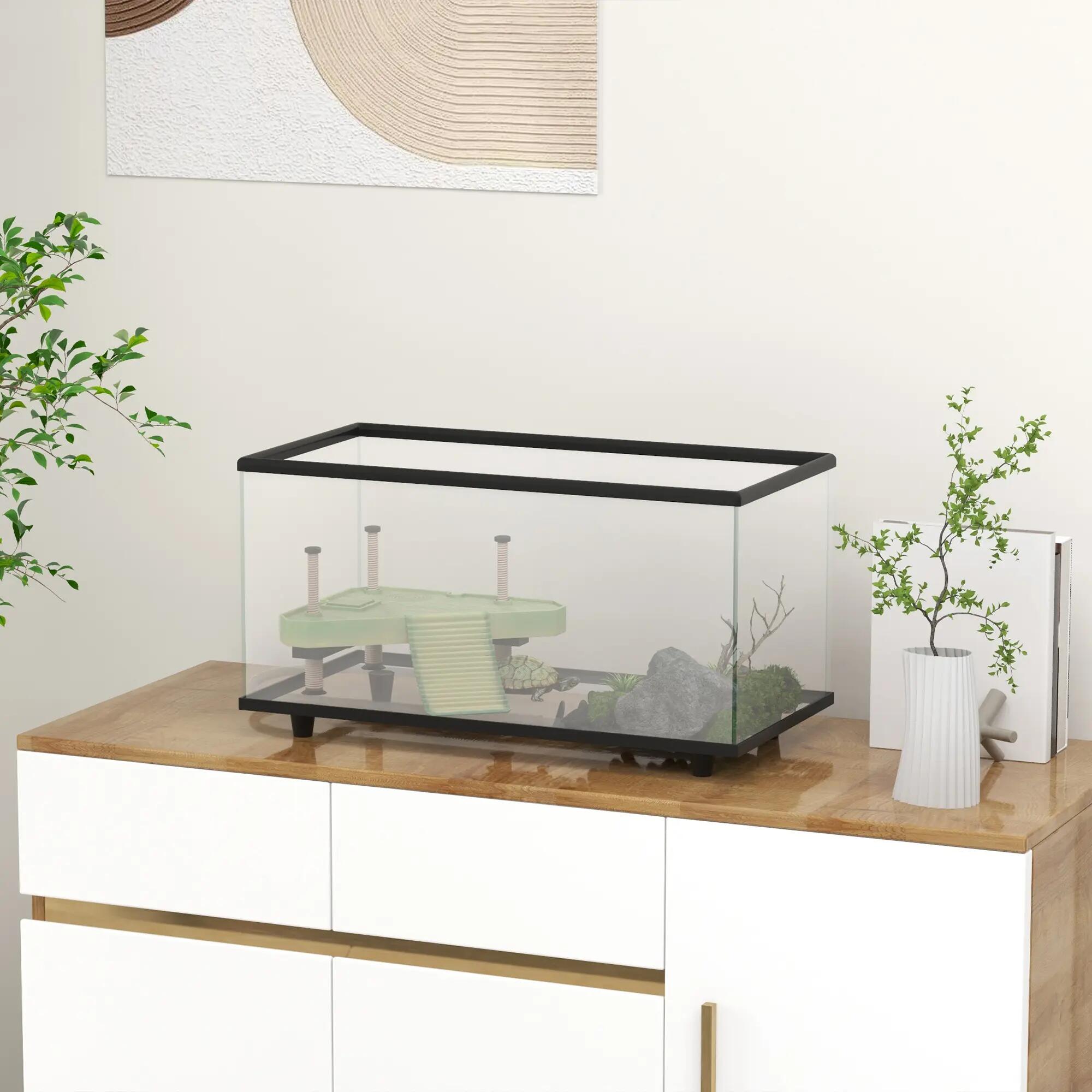 Acuario para Tortugas PawHut 60x30x32 cm Transparente 2/5