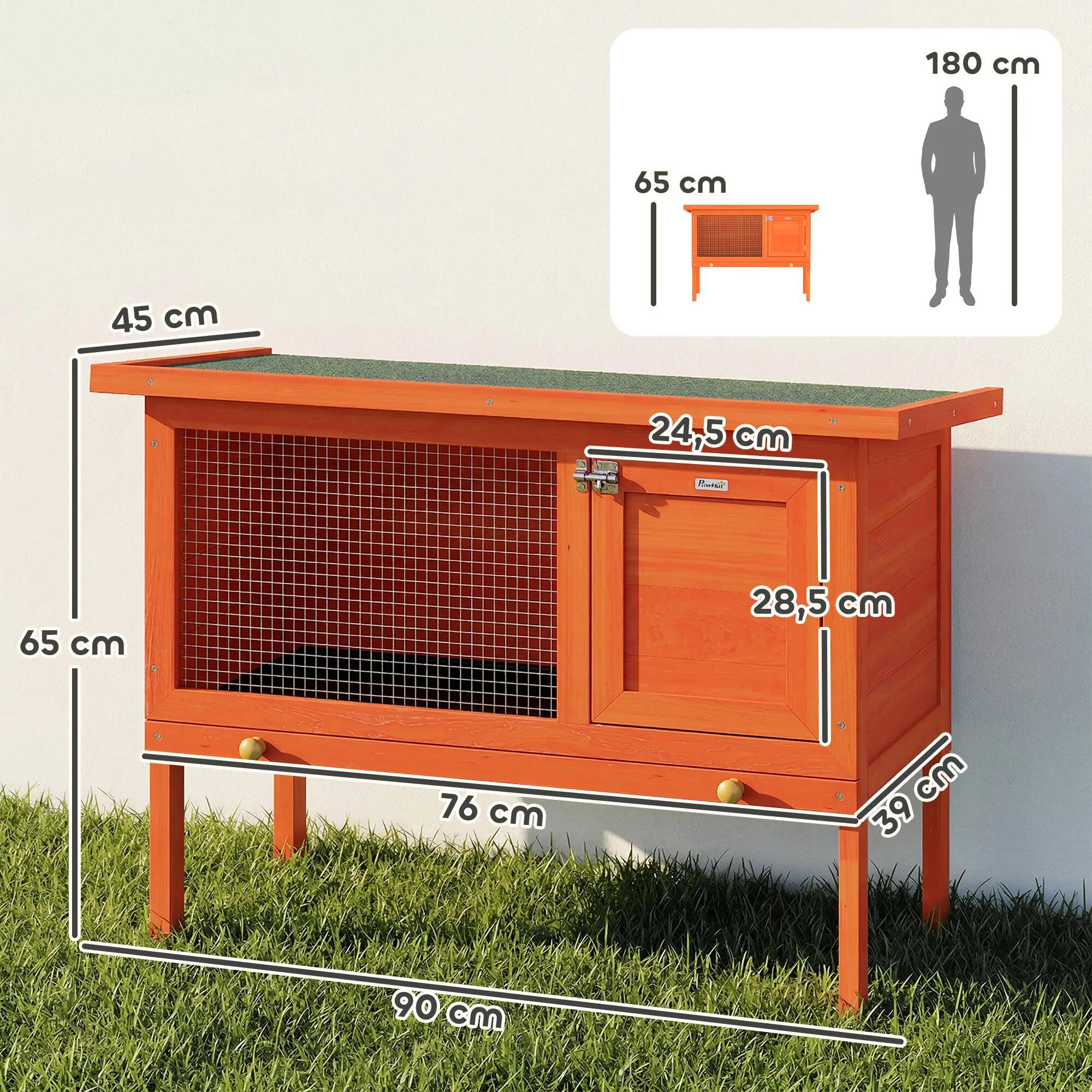 Conejera de Exterior PawHut 90x45x65 cm Naranja 3/5