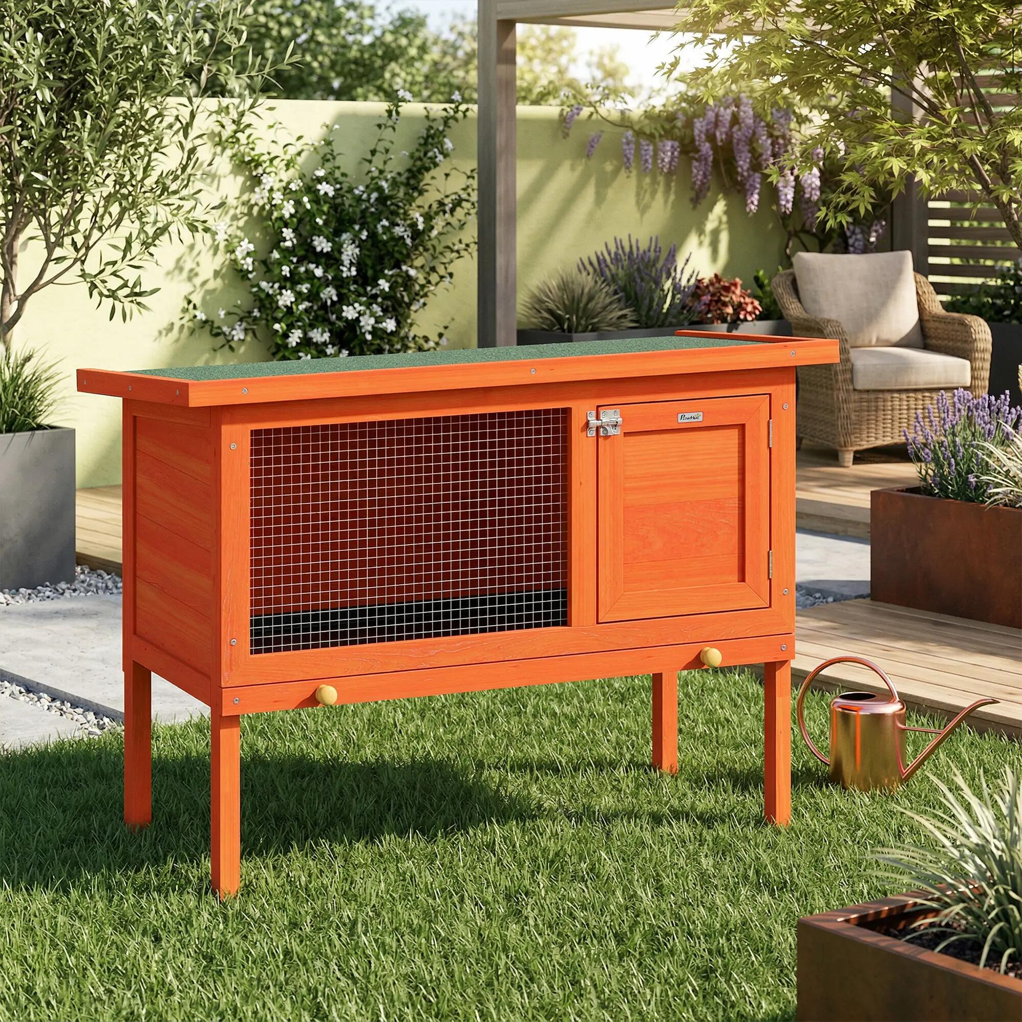 Conejera de Exterior PawHut 90x45x65 cm Naranja 2/5