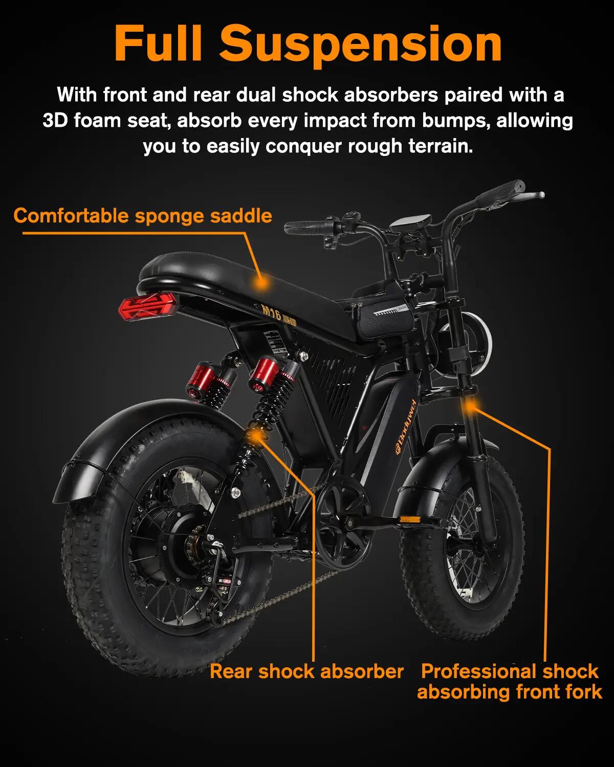 Bicicletta elettrica per adulti Bodywel M16Pro batteria 48V 15Ah motore 250W 8/14