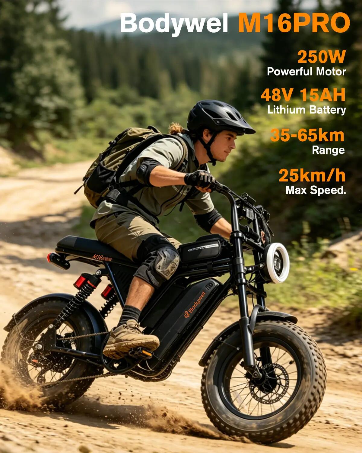Bicicletta elettrica per adulti Bodywel M16Pro batteria 48V 15Ah motore 250W 5/14