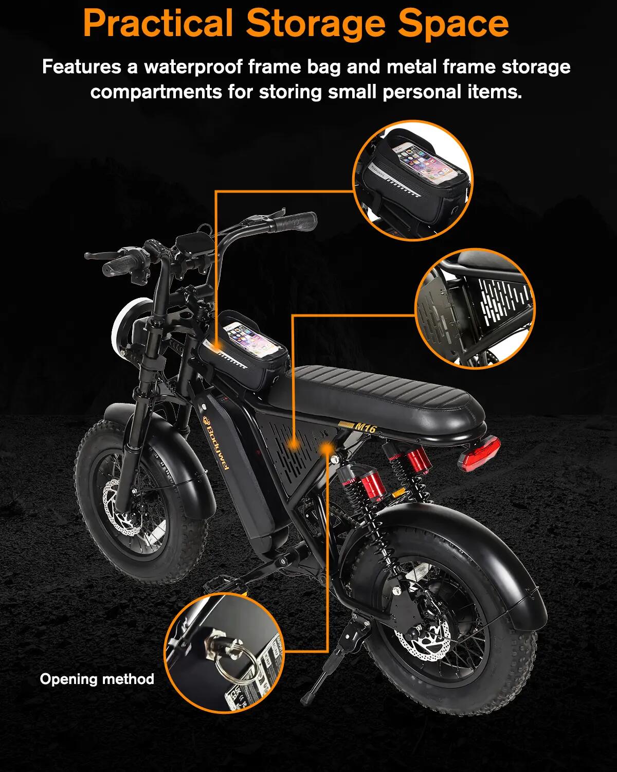 Bicicletta elettrica per adulti Bodywel M16Pro batteria 48V 15Ah motore 250W 13/14