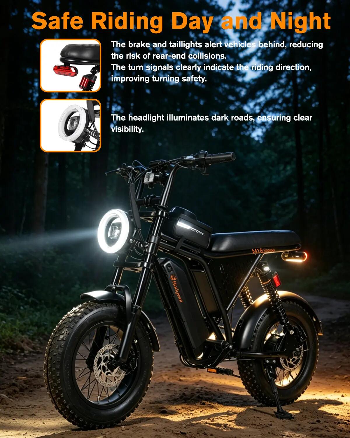 Bicicletta elettrica per adulti Bodywel M16Pro batteria 48V 15Ah motore 250W 12/14