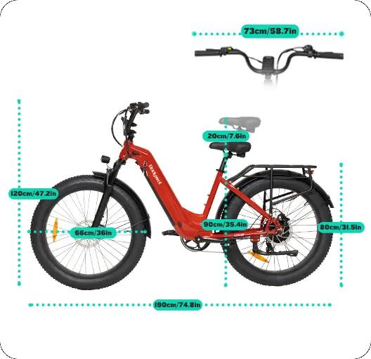Bodywel D9 Elektrický bicykel 26palcov široké pneumatiky 48V 20Ah 150kg 7 rýchlo 6/6