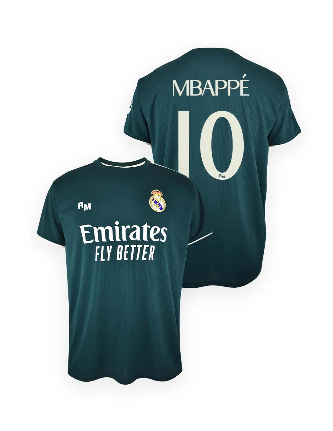 Camiseta Real Madrid Niño Mbappé 2026/27 Segunda Equipación Réplica Oficial 3/4