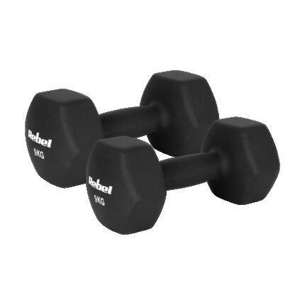 Hantelki żeliwne neoprenowe HEX 2x6kg do ćwiczeń treningu fitness Rebel