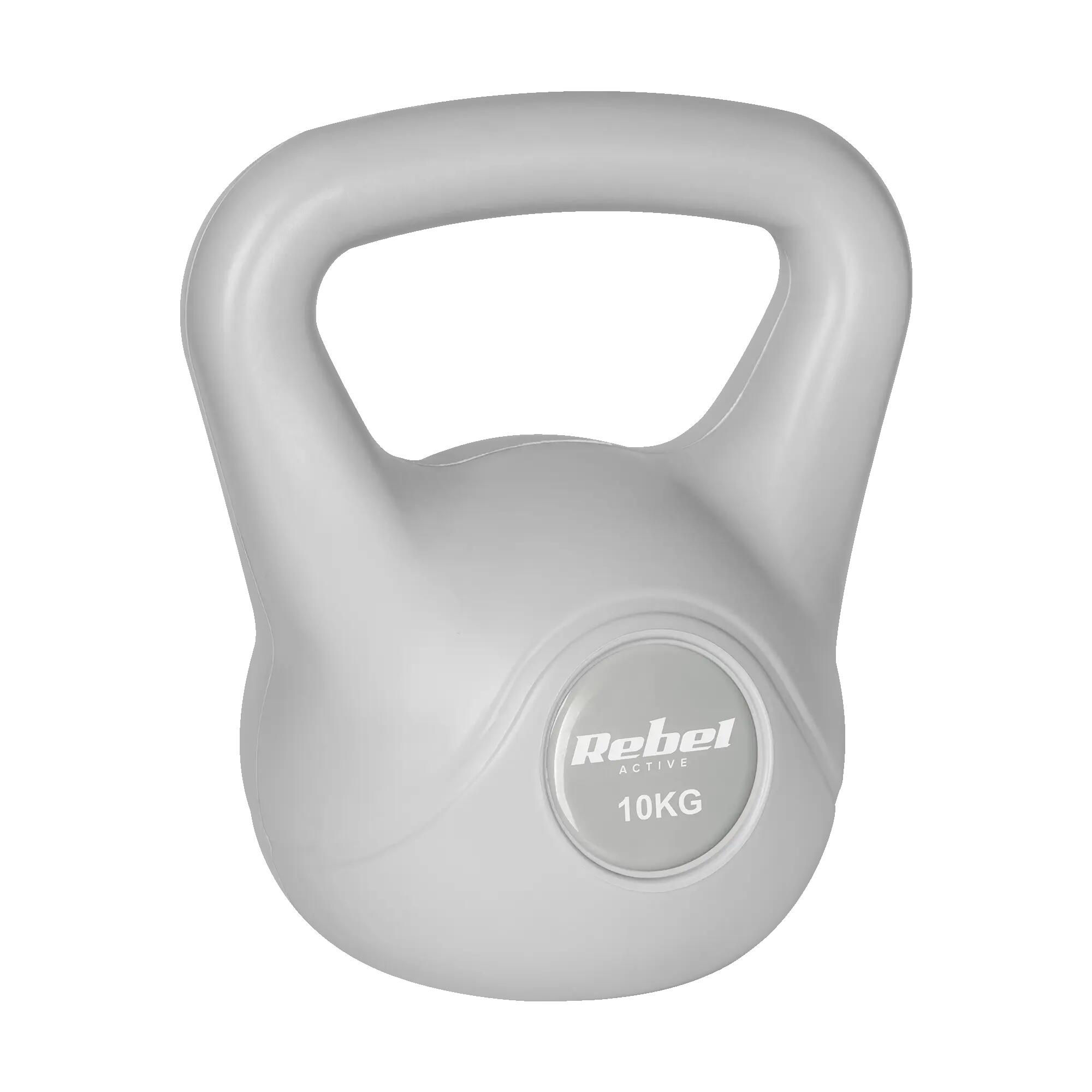 Kettlebell 10kg grau Kettle Hantel Übung Ball ABS Rebel 1/5