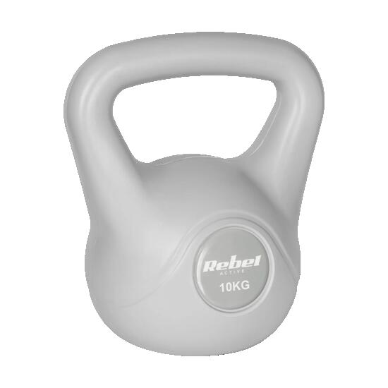 Kettlebell 10kg grau Kettle Hantel Übung Ball ABS Rebel
