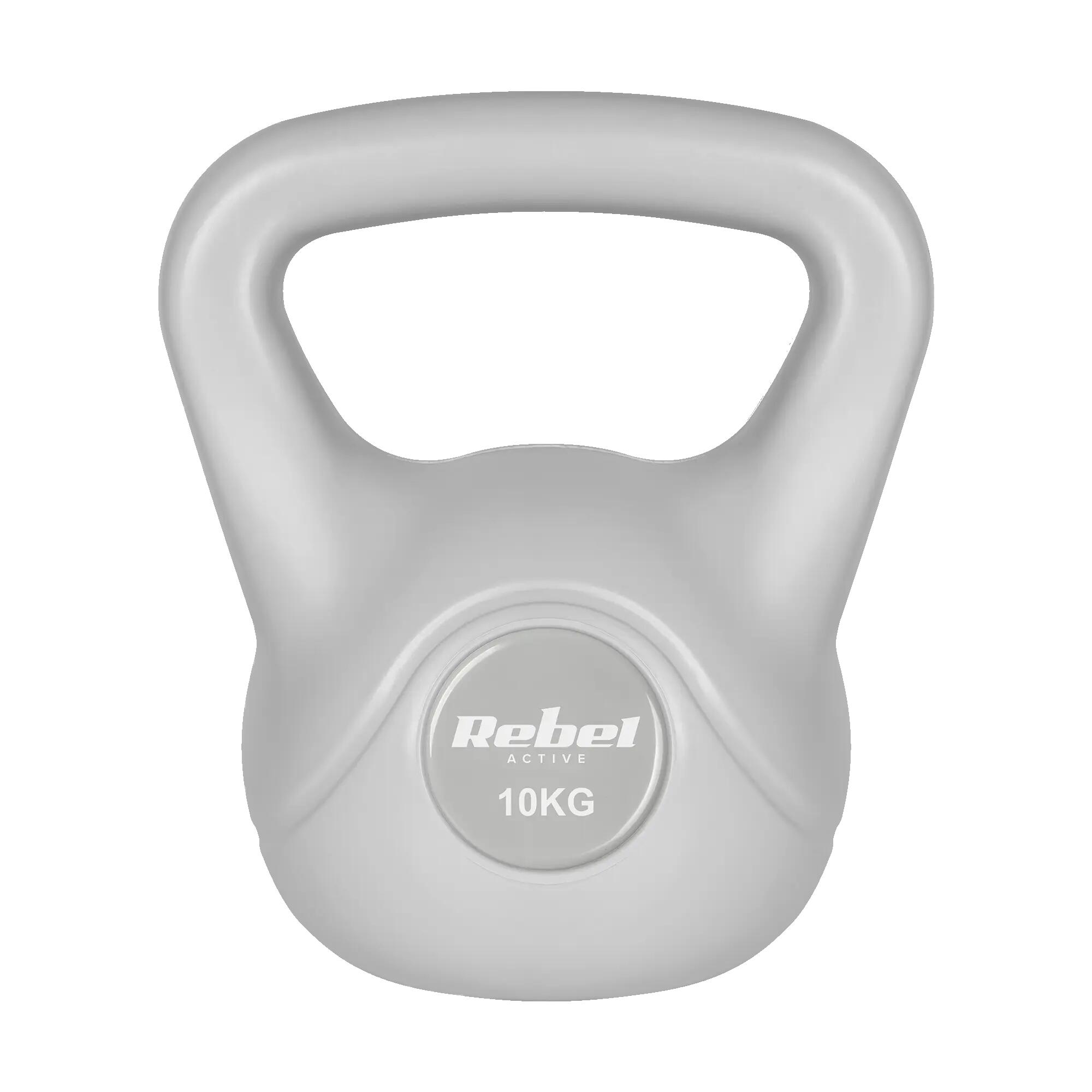 Kettlebell 10kg grau Kettle Hantel Übung Ball ABS Rebel 2/5