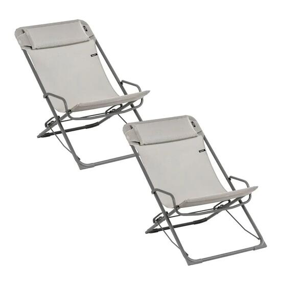 Lot de 2 Transats jardin oscillants - TRANSASWING - Gris - Lafuma Mobilier