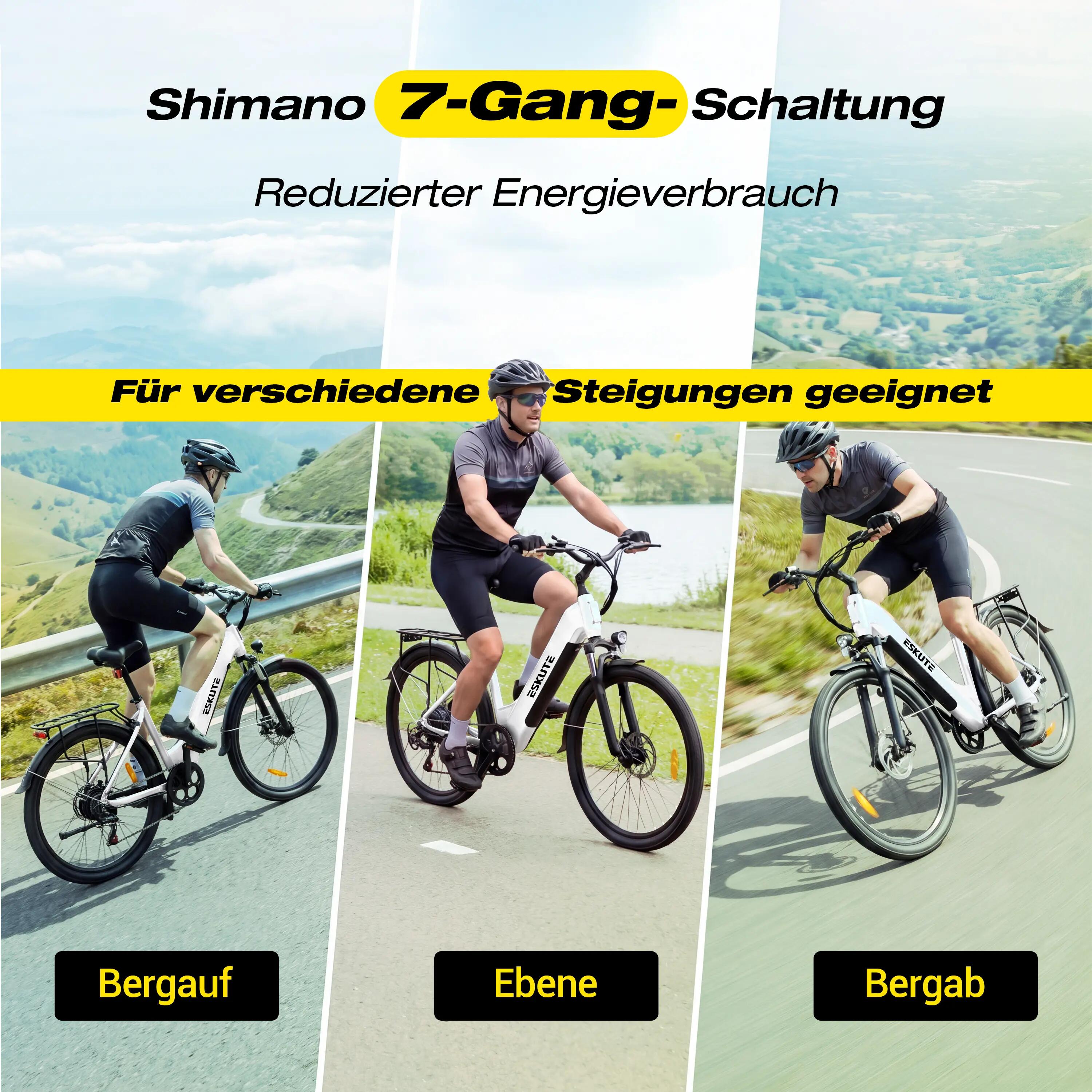 Bicicletta Elettrica ESKUTE C202｜Batteria al litio 48V 17.5Ah｜Pneumatico 26" 6/6