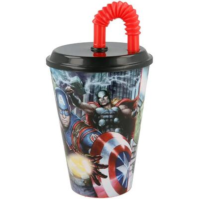 Avengers Bicchiere con coperchio e cannuccia