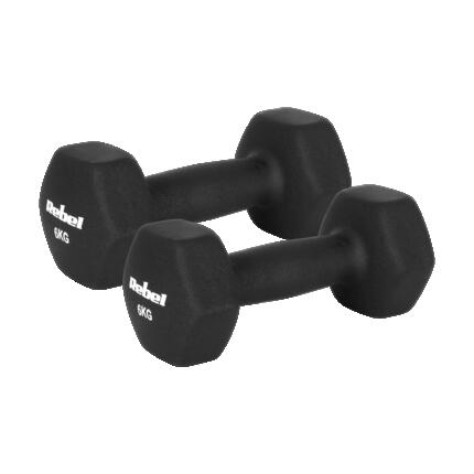 Hantelki żeliwne neoprenowe HEX 2x6kg do ćwiczeń treningu fitness Rebel