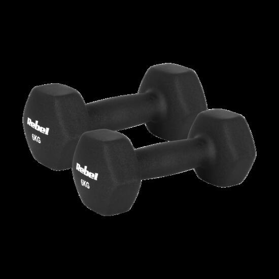Hantelki żeliwne neoprenowe HEX 2x6kg do ćwiczeń treningu fitness Rebel